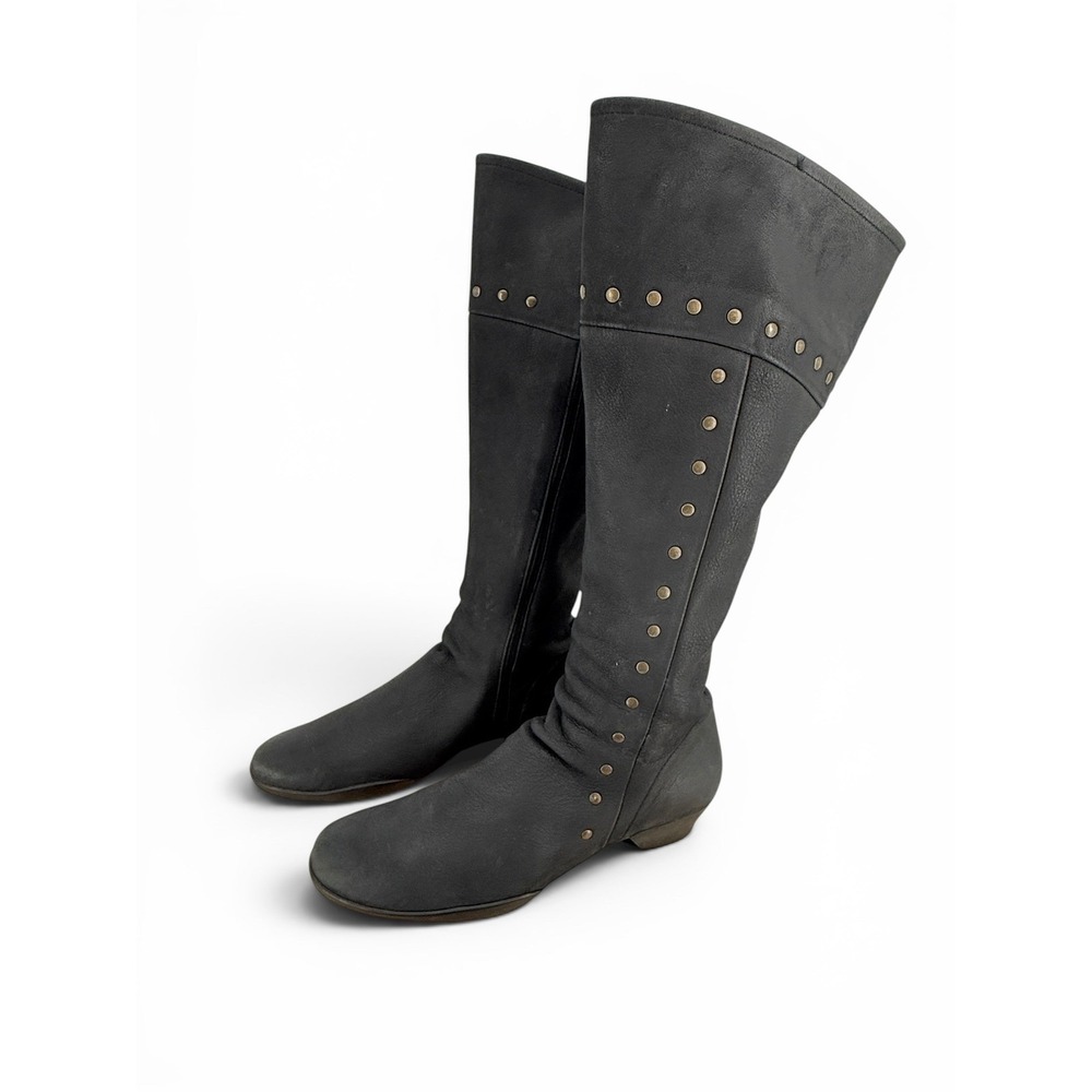 Arche LN Tall Studded Knee High Boots Size 40 / 9 France Low Black Matte Leather